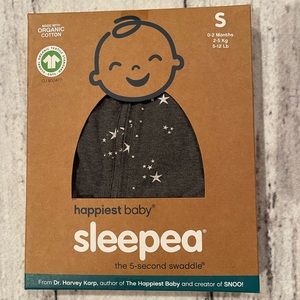Happiest Baby Sleepea Swaddle grey with stars Small 5-12 Lb New in Box organic